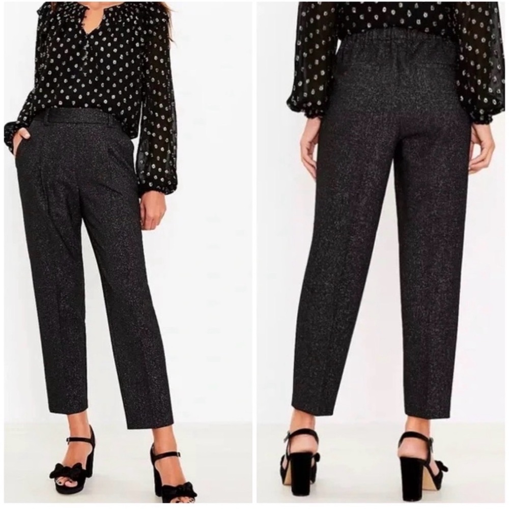 Loft Pull On Tapered Ankle Pants‎ in Black Shimmer